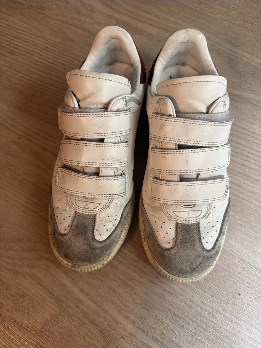 Isabel Marant Kids White, Gray and Brown Velcro Sneakers